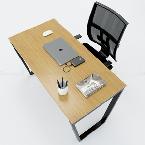 BFTB002-120x60cm Trapez Bamboo Laptop Desk Folding <b>Computer</b> Desk with Assembled Metal Legs for Home <b>Office</b> or Hotel Use - Product Image 2