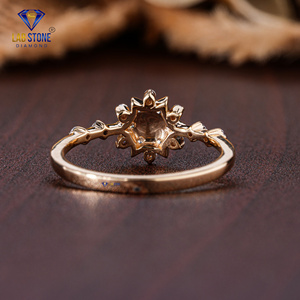 Lab-Stone Party Wear Bague en diamant 0.167 TDW Round Cut Rose Gold Couleur EF-VS - Product Image 4