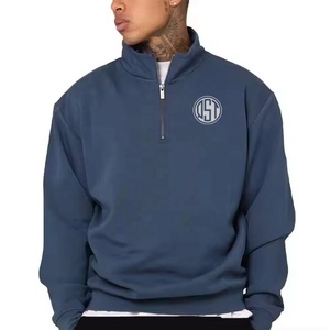 Sudadera con cremallera de un cuarto de los hombres con logotipo personalizado, jersey de lana, ropa de calle informal cálida para invierno, sudaderas con capucha de moda al por mayor de OEM, talla adulta - Product Image 1