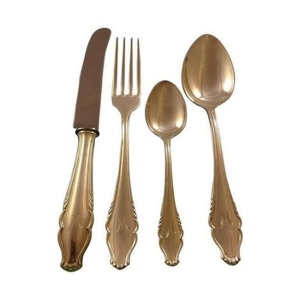 Juego de cubiertos de acero inoxidable Chapado en Color dorado con mango de diseño superior de 4 tenedor cuchara cuchillo Apto para lavavajillas juego de cubiertos café uso doméstico - Product Image 1