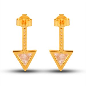 Pendientes Colgantes de Plata de Ley 925 con Circonita Dorada, Diseño Moderno y Elegante - Product Image 4
