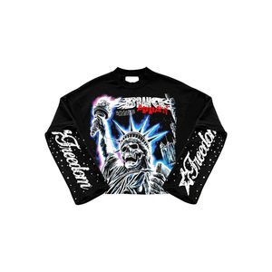 Nouveau design, sweat-shirt personnalisé en coton French Terry épais, imprimé, épaules tombantes, surpiqûres contrastées, streetwear pour hommes - Product Image 2