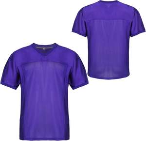 Maillot d'entraînement de football personnalisé en maille violette respirant à col en V léger pour hommes et femmes, tenue de sport courte pour équipe - Product Image 3