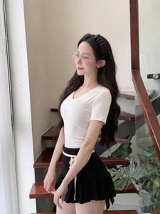 [Fábrica de ropa] SH12 Camiseta de algodón para mujer Formal Slim Fit O-cuello Colores juveniles Diseño simple Secado rápido Ecológico - Product Image 3