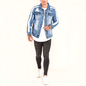 Nouvelle veste en jean décontractée pour homme en coton uni délavé noir, veste en jean à sublimation de taches pour homme, ODM OEM - Product Image 1