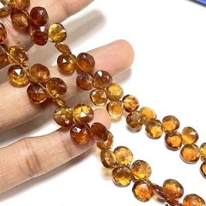 Citrine facettes coeur forme Briolette perles pierres précieuses naturelles perles en pierre fournitures de perles en gros - Product Image 2