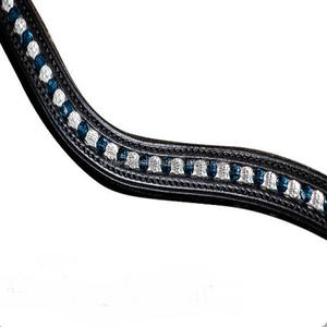 Chaîne métallique personnalisée Montana et cristaux clairs incrustés de bande de front de cheval en cuir de canal vide avec rembourrage doux de vache toutes les tailles - Product Image 1