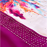 Maillot de Gimnasia con Pedrería para Niñas, Estampado Sublimado, Sin Mangas, Traje de Actuación, Ropa Deportiva Elástica