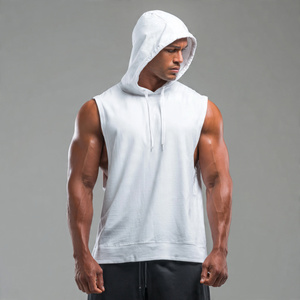 Vêtements de fitness sans manches à capuche hommes Bodybuilder entraînement pull à capuche hommes Jogging course sans manches capuche Singlet haut hommes - Product Image 1