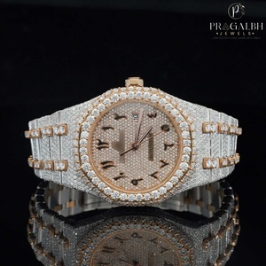 นาฬิกาเพชรโมอิสสำหรับผู้ชาย, นาฬิกาข้อมือสแตนเลสสตีลกันน้ำประดับเพชรหรูหราเหมาะสำหรับงานแต่งงานและของขวัญ - Product Image 5