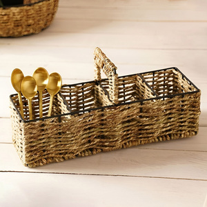 Weaving seagrass <b>cutlery</b> racks eco-friendly silverware rack sea grass utensil storage caddy basket - Product Image 5