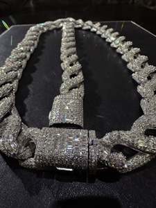 Collar de Cadena Cubana Iced con Eslabones Grandes, Estilo Hip Hop Bling de Lujo, Unisex, Venta al por Mayor, Personalizado de Fábrica, Chapado en Oro de 18K, Para Fiesta - Product Image 4