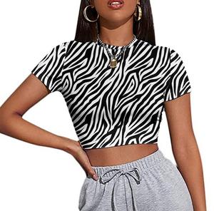 Camisetas cortas de media manga con logotipo personalizado para mujer, camisetas sexis con estampado de LICRA ecológico, venta al por mayor - Product Image 1