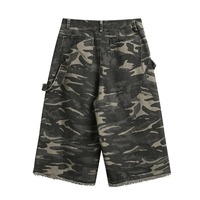 Shorts en jean cargo camouflage pour hommes, qualité de gros du fabricant, tissu denim, style baggy vintage, ourlet déchiré