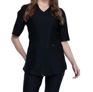 Túnica frontal asimétrica con cremallera y cuello en V de hermoso diseño para mujer, ropa de trabajo para Spa de enfermería, uniformes OEM para uso hospitalario de Colors-3XL sólido - Product Image 6
