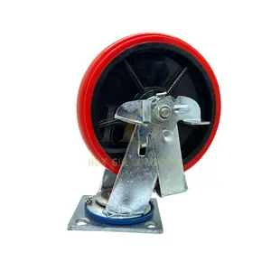 High quality industrial Red PP PU PVC Fixed Swivel caster size 6/8 in with load capacity 50-130kg made by Huy Gia Vietnam