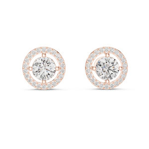 Pendientes de Diamantes Cultivados en Laboratorio en Oro Rosa de 14K |   Regalo de compromiso |   Pendientes de Oro con Certificación IGI para Bodas y Fiestas |   Diamante Cultivado Nuevo - Product Image 1