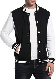 Veste universitaire à la mode pour hommes, blousons bomber de baseball Letterman en coton coupe décontractée et ajustée - Product Image 2