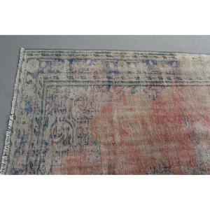 Alfombra Vintage Grande de Lana Ecológica de 6,4x9 pies (195x273 cm) Alfombra Turca Roja con Parches y Base de Látex - Product Image 4