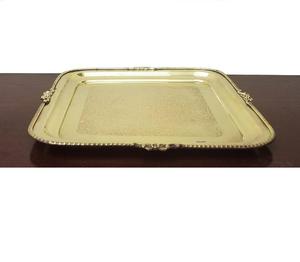 ถาดเสิร์ฟอาหารทองเหลืองเคลือบเงาดีไซน์โค้งมนสำหรับอาหารและเครื่องดื่มถาดเสิร์ฟและของตกแต่งโต๊ะ - Product Image 5