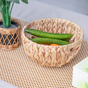 Cesta de almacenamiento de Jacinto redondo de alta calidad, juego de fruteros Tejidos de yute de ratán plegable para uso en la cocina y la lavandería del hogar - Product Image 2