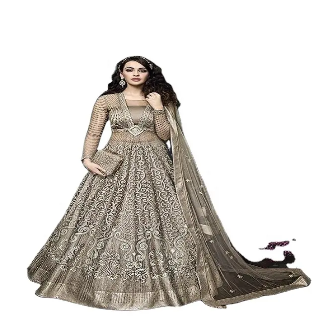 Latest Silk Custom Size Silver Pakistani Long Anarkali Suits For Wedding Designer Dresses Manufacturer 2023 DGB Export