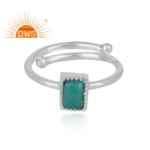 Diseñador hecho a mano 925 plata esterlina fina Natural Arizona turquesa piedra preciosa anillo ajustable fabricante de joyas - Product Image 2