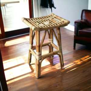 Rattan Bar Chair Household Rattan Fiber High Stool Without Backrest Bar Chair High Chair <strong>Swivel</strong> Bar Stool Bone Inlay Console