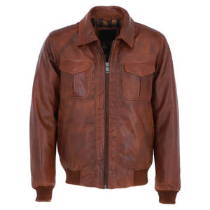 แจ็คเก็ตหนังแท้คุณภาพสูงสำหรับผู้ชาย ขายดีประจำฤดูหนาว ผลิตจากหนังแท้ 100% มีกระเป๋าแบบสั่งทำ 2 ด้าน ด้านหน้ากันลม ระบายอากาศได้ดี - Product Image 1