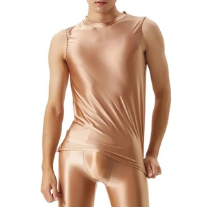 Sous-vêtement de sport pour homme, coupe ajustée, brillant, sans manches, en coton et bambou, personnalisable, tricoté, respirant, séchage rapide - Product Image 1