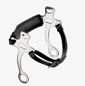 En gros Mors équestre en acier inoxydable de type Hackamore à embouchure lisse avec bride en cuir pour l'entraînement, la course et l'équitation - Product Image 6