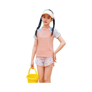 Maillot de bain pour enfant en deux pièces avec motif floral personnalisé, séchage rapide, anti-UV, fitness, imperméable, nylon et élasthanne, OEM ODM - Product Image 1