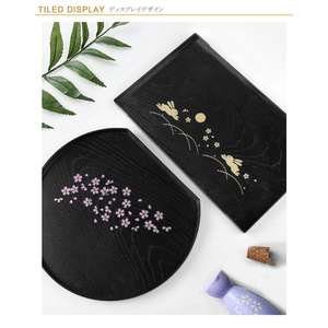 Vente en gros Plateau de service en plastique demi-cercle avec motif de fleurs de cerisier pour la maison ou le restaurant Cuisine Vaisselle de service - Product Image 3