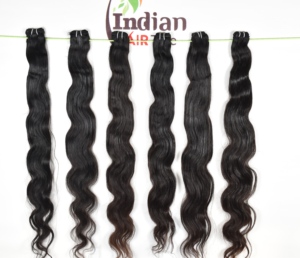 Extensions de cheveux humains naturels Remy indiens de haute qualité, ondulations corporelles, vierges brutes, cuticules alignées, texture ondulée profonde non traitée, exportées - Product Image 4