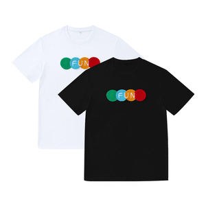 T-shirts d'été en coton à manches courtes pour hommes, style uni personnalisé avec broderie et impression, tissu tricoté 100% - Product Image 1