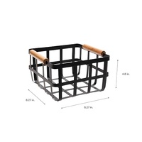 Panier en maille écologique avec poignée en bois, design moderne en fil métallique, rangement de cuisine polyvalent pour paniers à fruits