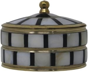 Sindoor Dani de latón de lujo decorado con Incrustaciones de nácar para rituales divinos y nupciales de la mejor calidad ARTESANÍA HECHA A MANO - Product Image 1