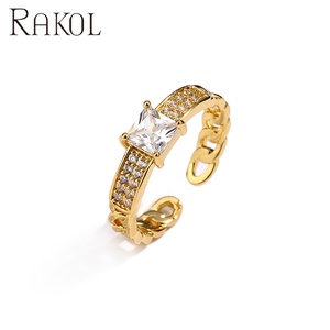 Anillo Abierto Dorado Vintage RAKOL RP5129, Anillo Ajustable Personalizado al por Mayor, Joyería de Moda Unisex para Hombre y Mujer - Product Image 1