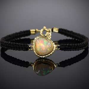 Trillion Cut Ethiopian Opal Handmade 925 <b>Silver</b> <b>Charm</b> <b>Bracelet</b> Women's Religious Style Genuine Gemstone Jewelry - Product Image 1