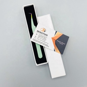 Pince à cils en acier inoxydable de nom de marque personnalisée pince à cils à pointe en fibre à prise solide pour l'extension des cils - Product Image 5