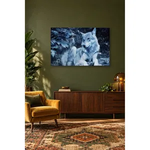 Impression sur toile de l'ogre Fida dans la neige sous des feuilles bleues - Product Image 3