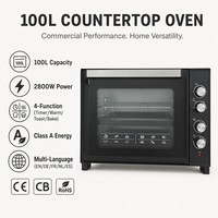 Four Électrique Professionnel Intelligent 100L 2800W - Four Noir Multifonction pour Cuisson Domestique avec Minuteur.