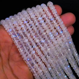 Cuentas Redondas Lisas de Piedra Lunar Arcoíris Natural de Alta Calidad de 12 Pulgadas, 4 mm, con Destello Azul, para Joyería Personalizada - Product Image 5