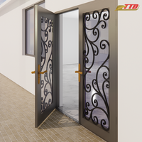 Portes principales en fer forgé TTD, portails extérieurs, taille personnalisée, design d'entrée étanche, garantie de 3 ans, style postmoderne pour la maison