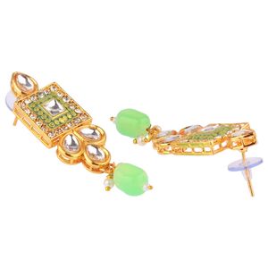 Conjunto de joyas de Collar chapado en oro Kundan Crystal Faux Pearl joyería nupcial al por mayor para mujeres, color menta - Product Image 6