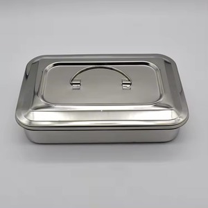 Large Size 11 Inch <strong>Stainless</strong> Steel <strong>Hospital</strong> Dental Sterilization Box Instrument <strong>Tray</strong> With Cover - Product Image 2