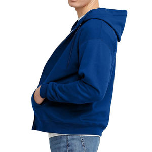 Sweat à capuche Hip Hop lourd à fermeture éclair pour hommes Sweat à capuche noir surdimensionné personnalisé 100% coton Impression personnalisée Sweat à capuche de base à fermeture éclair - Product Image 5