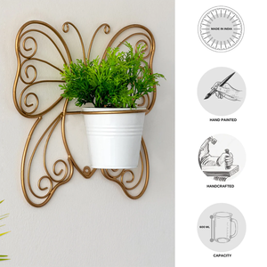 Juego de soporte colgante de maceta de mariposa para interiores de Metal, decoración moderna para jardín y hogar con soporte para macetas de pared - Product Image 5
