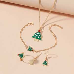 Ensemble de bijoux de Noël élégant et classique pour femmes, en alliage, conçu pour les fêtes de fin d'année, les célébrations d'hiver, les fiançailles et les cadeaux - Product Image 3