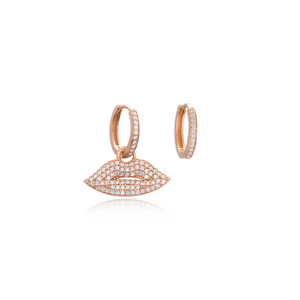 Clair Cz Pierre Zircon Lèvres Conception Boucles D'oreilles À La Mode Populaire Turc En Gros 925 Bijoux En Argent Sterling - Product Image 1